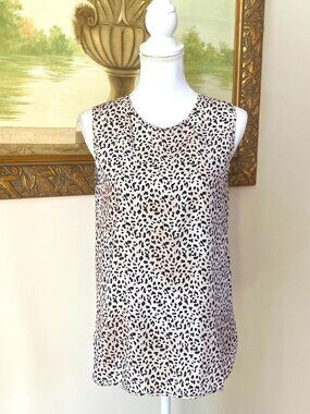 Amina Rubinacci Sleeveless Leopard Print Silk Top Blouse Size M/ IT 42